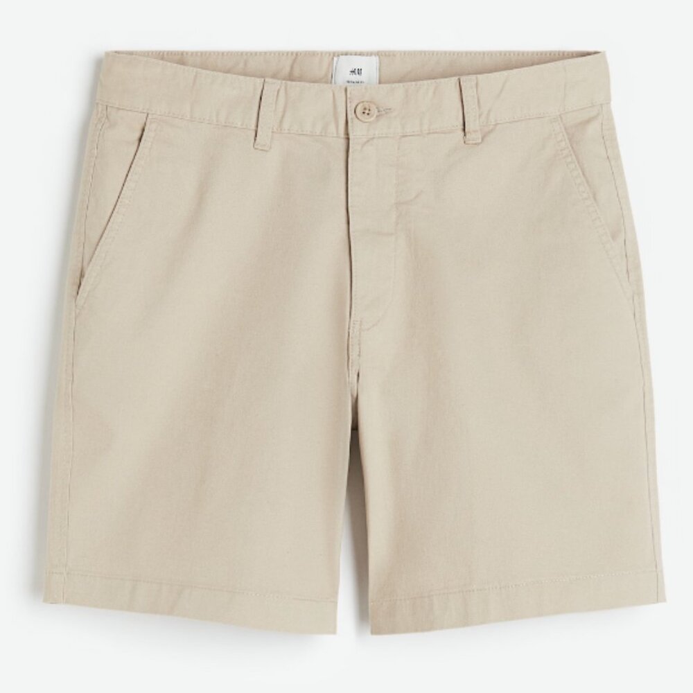 H&M Regular Fit Beige Chino Shorts in Size 32